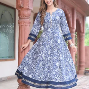 Cotton Floral Print Anarkali Kurta