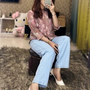 Ladies' High Waist Baggy Denim Pant