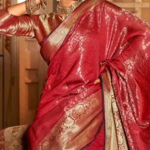 Red Kanchipuram Pattu Silk Saree - Bridal Kanjivaram Saree