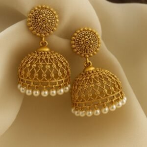 Royal Gold Pearl Jhumka Earrings